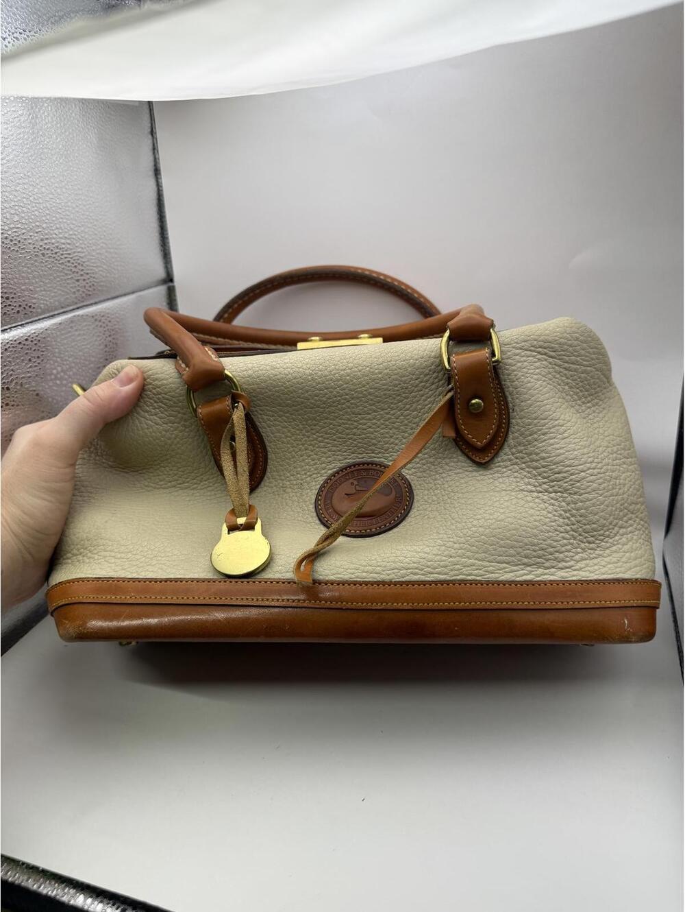 Dooney & Bourke Vintage Leather and Pebbled Leather Satchel Doctor's Bag - Picture 3 of 12